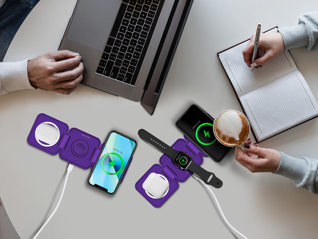 PowerUp Trinity 3-in-1 Charging Station (Purple)