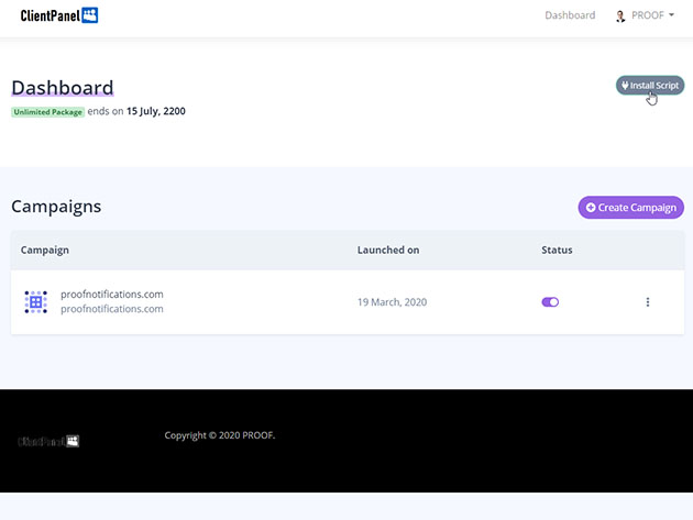 PROOF Notifications: Lifetime Subscription