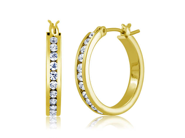 Gold Plated Cubic Zirconia Hoop Earrings