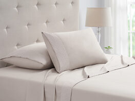 4-Piece Bamboo Blend Waffle Hem Sheet Set (Ivory/Queen)