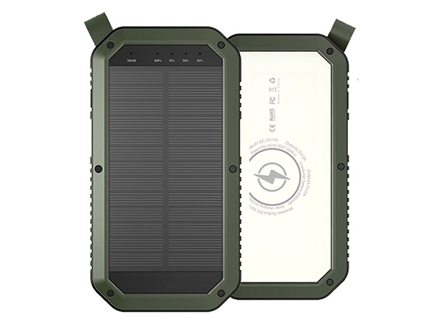 Sun Chaser 10,000mAh Mini Solar-Powered Wireless Phone Charger (Green)
