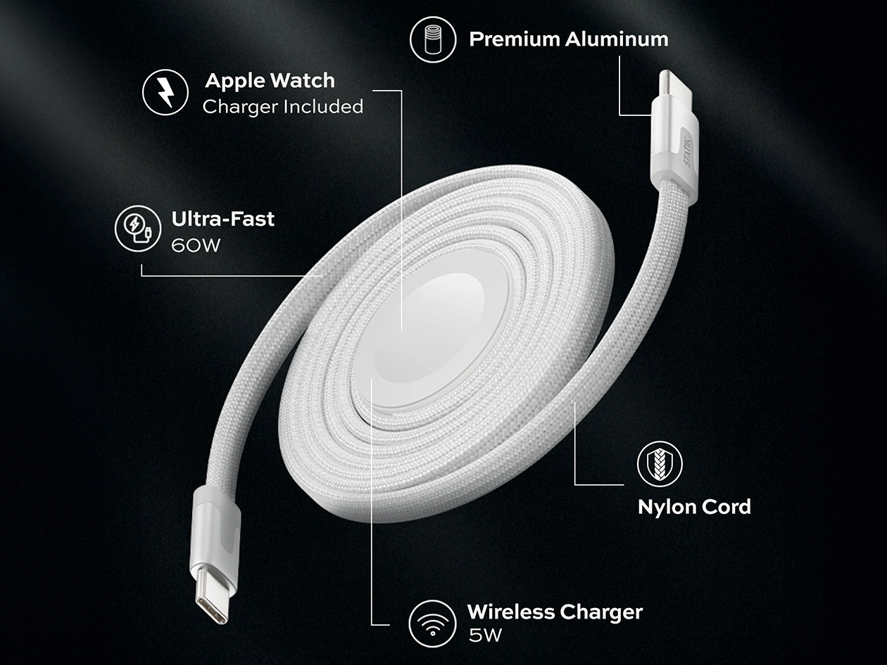 Statik® MagStack™ Duo Apple Watch Charger + 60W USB-C Cable