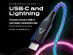Statik® GloBright® 100W Fast Charge USB-C Braided LED Cables (4-Pack)
