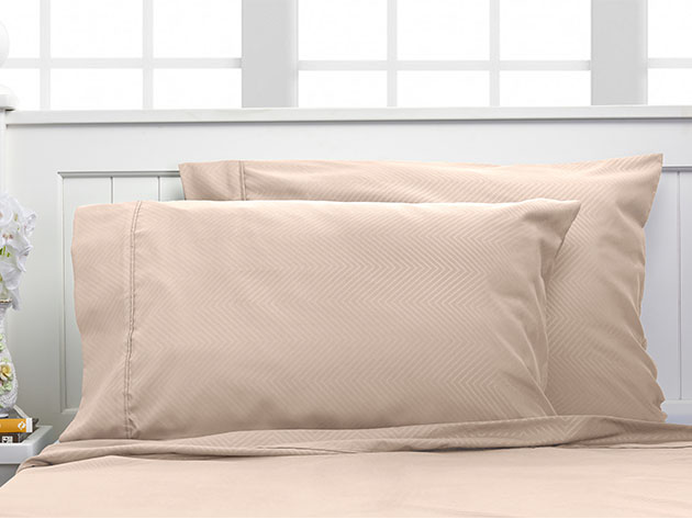 Bamboo 4-Piece Chevron Embossed Sheets (Ivory)