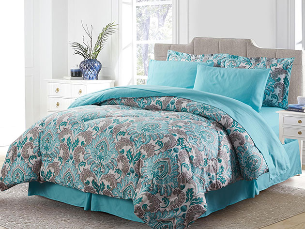 Bibb Home 8-Piece Down Alternative Comforter Set (Chelsea/Queen)