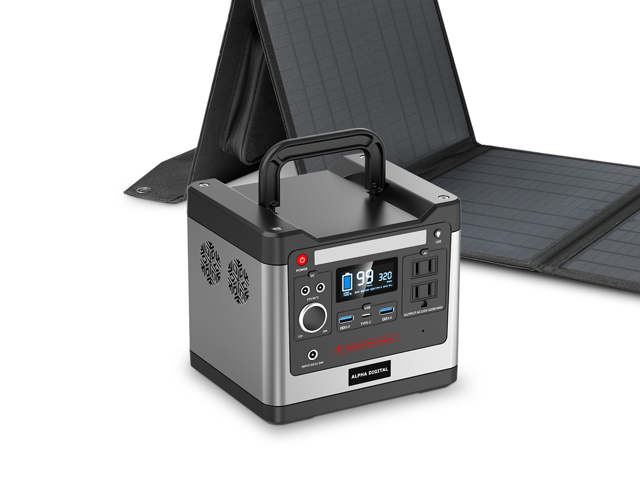 Alpha Digital 320W Portable Power Station & Solar Panel Bundle