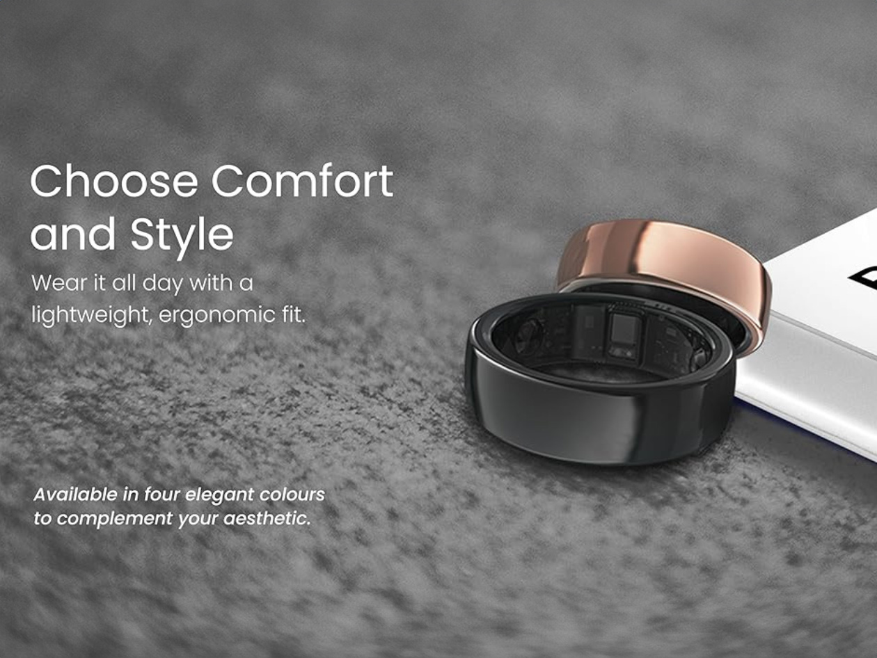 aaboRing Health & Fitness Tracker Smart Ring (Silver/Size 7)