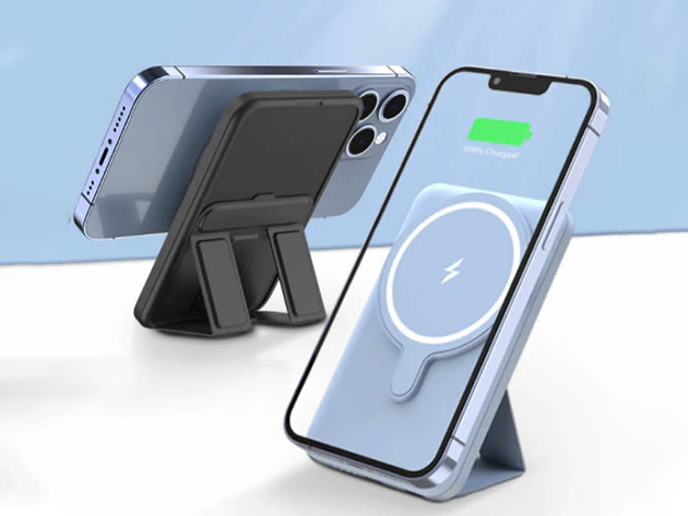 Stand-O-Matic 5,000mAh Fast Wireless Charger and Multi-Stand (Blue)