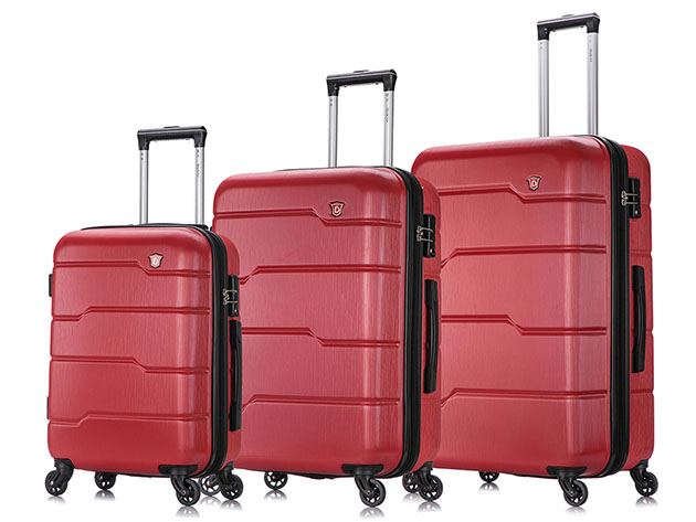 DUKAP Rodez Lightweight Hardside 3-Piece Set (20"/24"/28", Red)