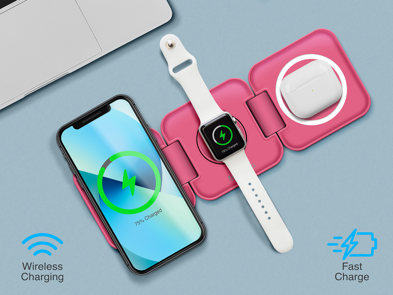 PowerUp Trinity 3-in-1 Charging Station (Pink)