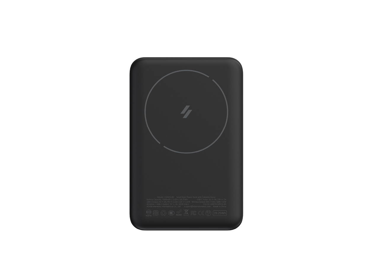 VIONTA B10 10000 mAh Solid-State Power Bank with Foldable Stand Black