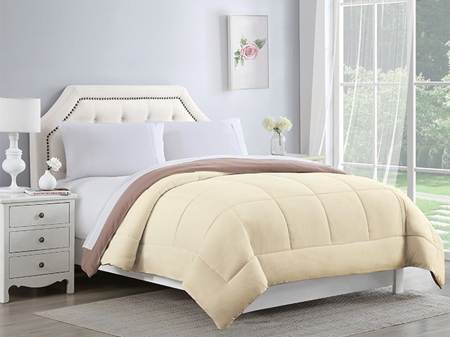 Bibb Home Reversible 2-Tone Down Alternative Comforter (Ivory/Taupe/Twin)