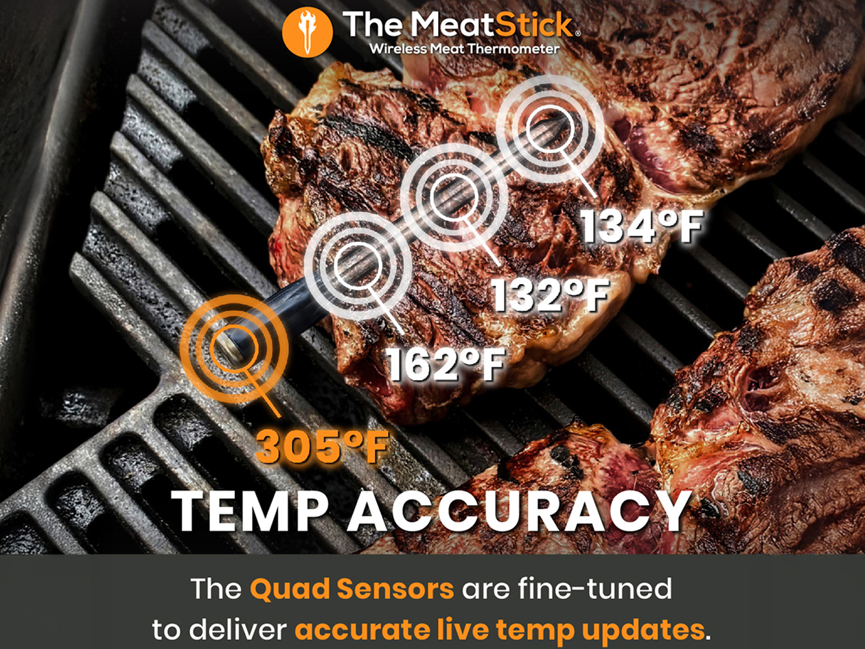 MeatStick Chef Mini Wireless Meat Thermometer Set for Small Cuts with Quad Sensors & App Control