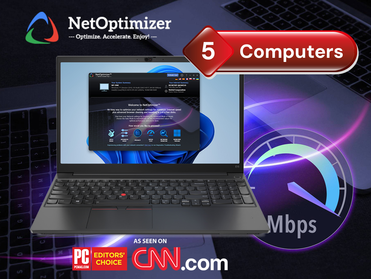 NetOptimizer Lifetime Subscription: 5 Computers