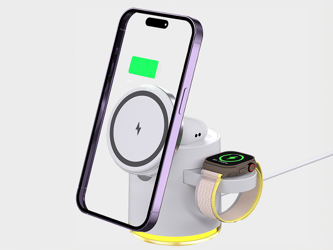 Clingomatic Qi2 3-in-1 Charging Station with Halo Light