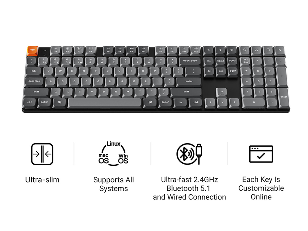 Keychron K5 Max Wireless Mechanical Keyboard (RGB Backlight/Red Switches)