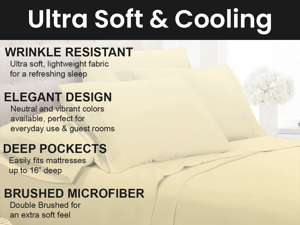 Super-Soft 1800 Series Bamboo Blend 6-Piece Sheet Set (Cream/Queen)