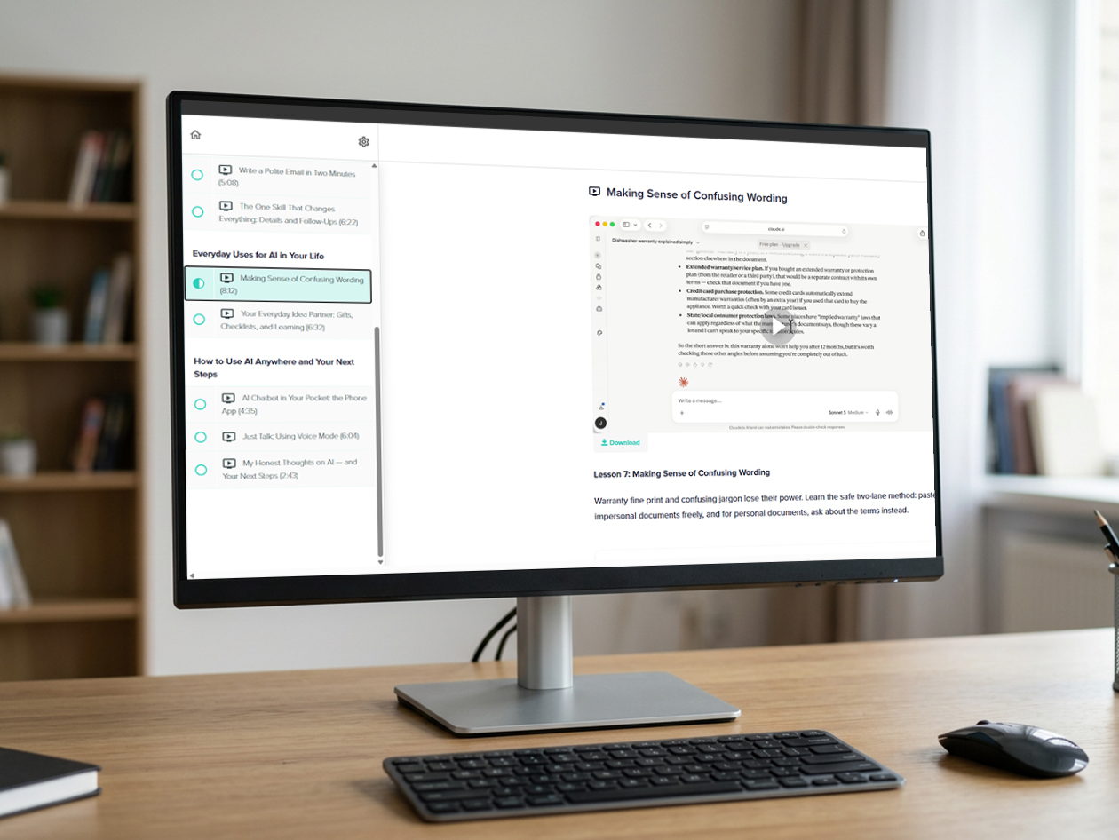 AI Made Simple: A Step-by-Step Course to Help You Go From Unsure to Confident With AI