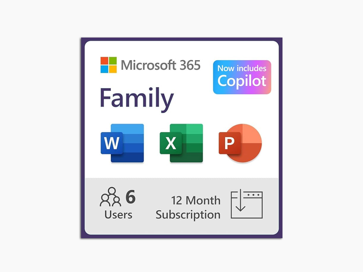 Microsoft 365 Family: 15-Month Subscription [6TB OneDrive Cloud Storage for 6 People, PC/Mac]