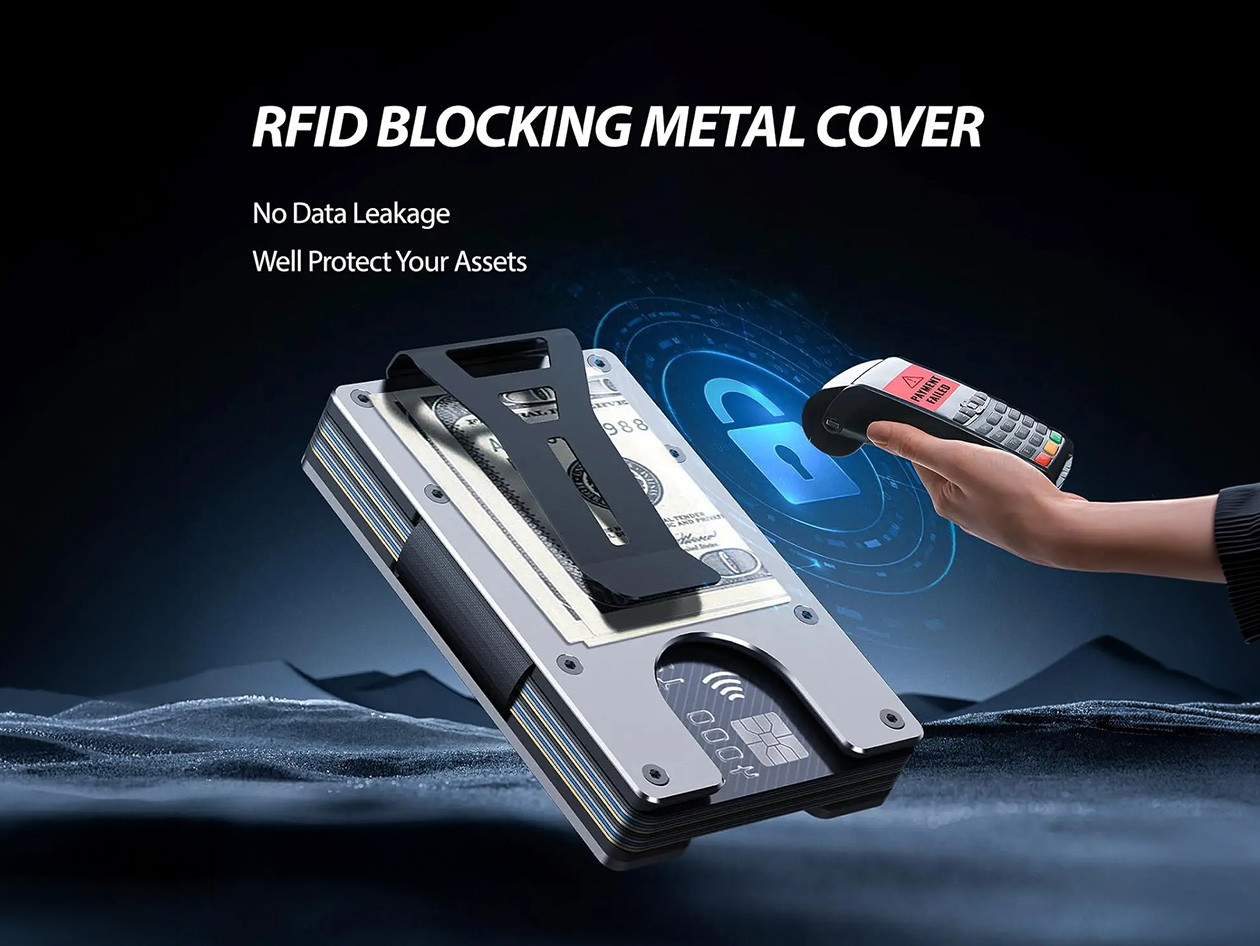 Slim RFID Wallet with AirTag Holder (Orange)