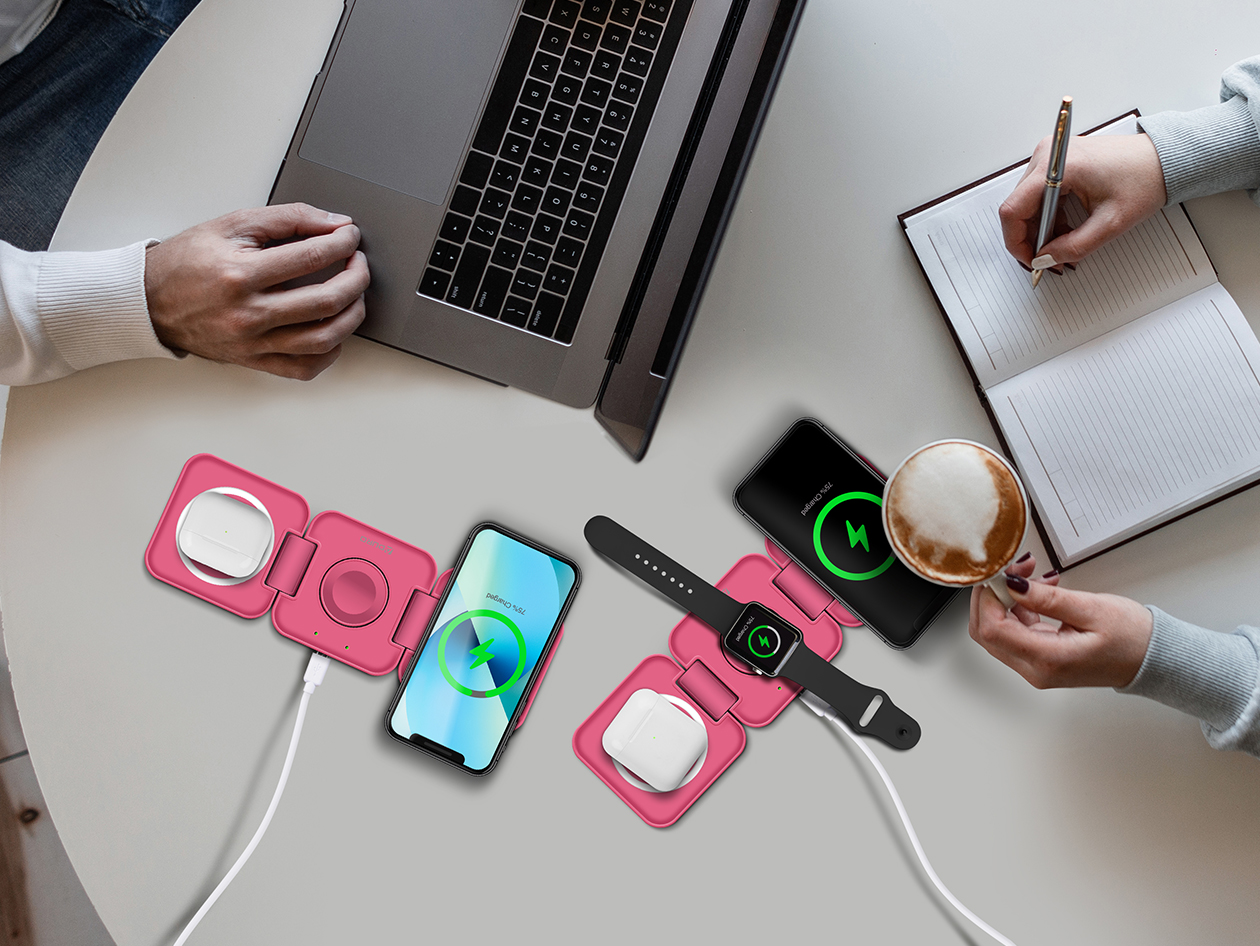 PowerUp Trinity 3-in-1 Charging Station (Pink)