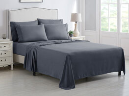 Kathy Ireland 6-Piece Brushed Microfiber Sheet Set (Dark Grey/Twin)