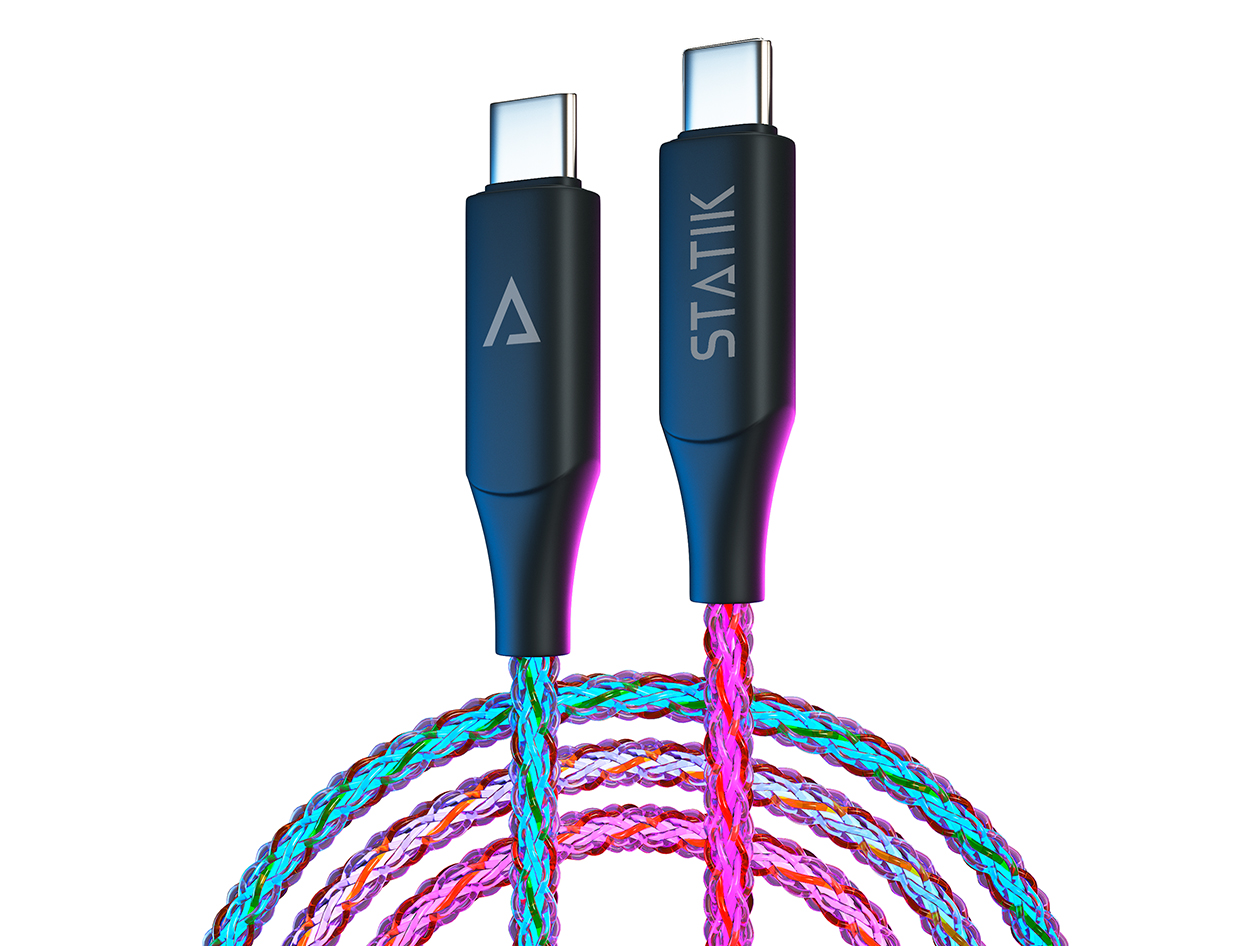Statik® GloBright® 100W Fast Charge USB-C Braided LED Cables