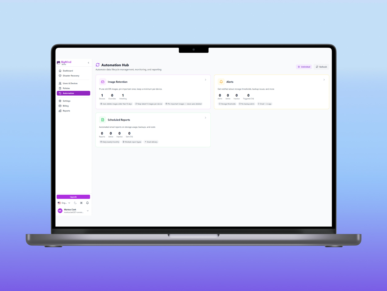BigMind Disaster Recovery Pro Plan: Lifetime Subscription