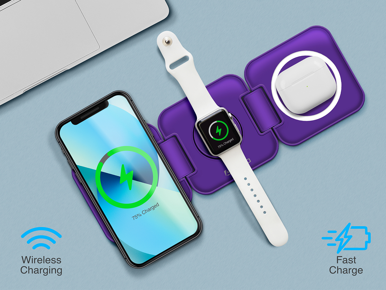 PowerUp Trinity 3-in-1 Charging Station (Purple)