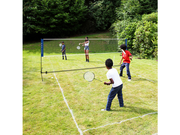 Costway Portable 14FT Volleyball Tennis Training Net w/ Carrying Bag - Blue