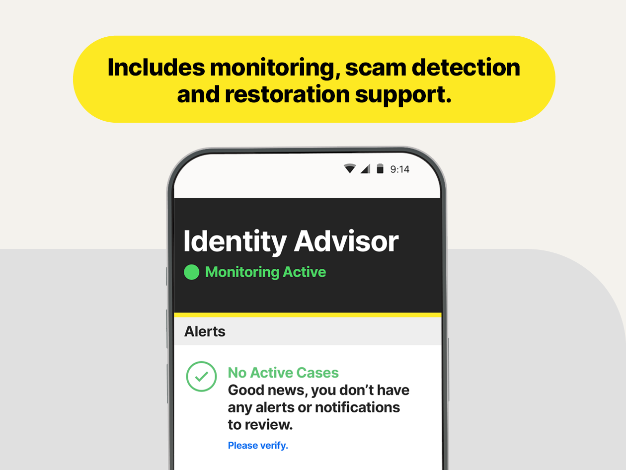 Norton 360 Standard (2 Device) w/ LifeLock Identity Advisor – Includes Antivirus Software, VPN, and Identity Theft Restoration Support - 1 Year Subscription